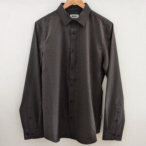 DKNY | Men's Carbon Striped Button Down Long Sleeved Dress Shirt